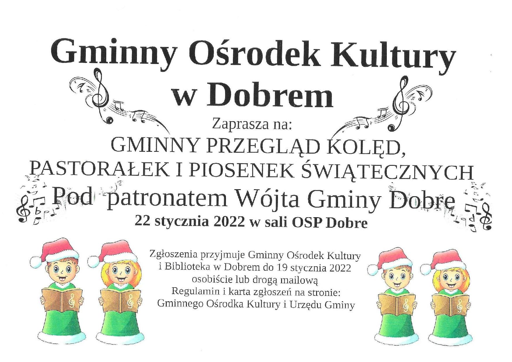 Plakat z nutkami i kolędnikami